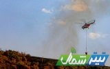 مهار آتش‌سوزی در ۳۰ هکتار از جنگل‌های گلوگاه با کمک بالگرد جمعیت هلال احمر